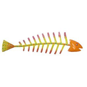 Handcrafted Tropical Fish Bone Haitian Metal Art 15 inch Orange